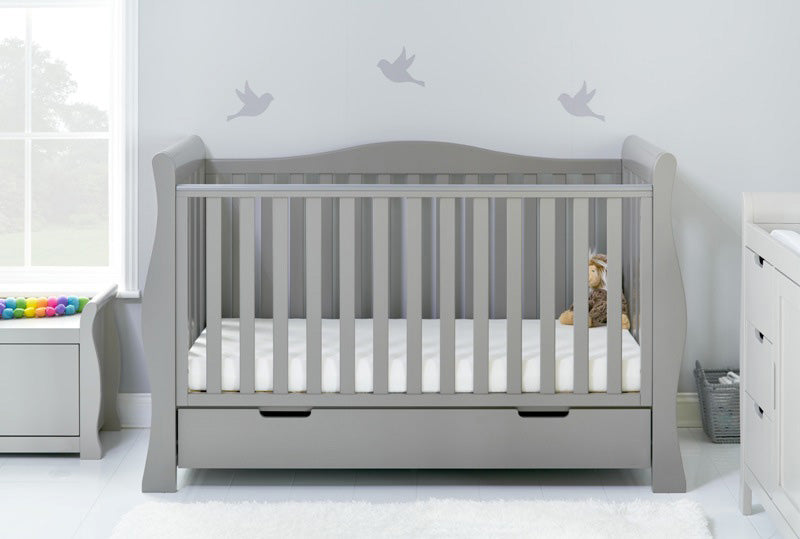 Obaby Stamford Luxe Sleigh Cot Bed - Warm Grey