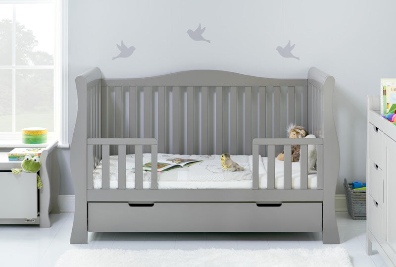 Obaby Stamford Luxe Sleigh Cot Bed - Warm Grey
