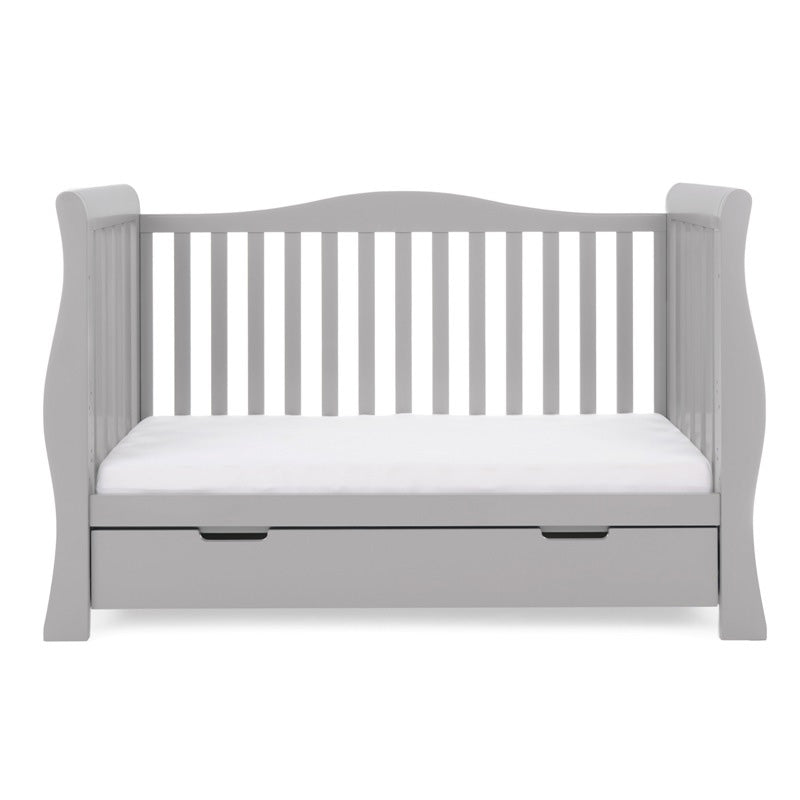 Obaby Stamford Luxe Sleigh Cot Bed - Warm Grey