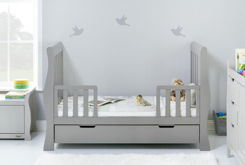 Obaby Stamford Luxe Sleigh Cot Bed - Warm Grey