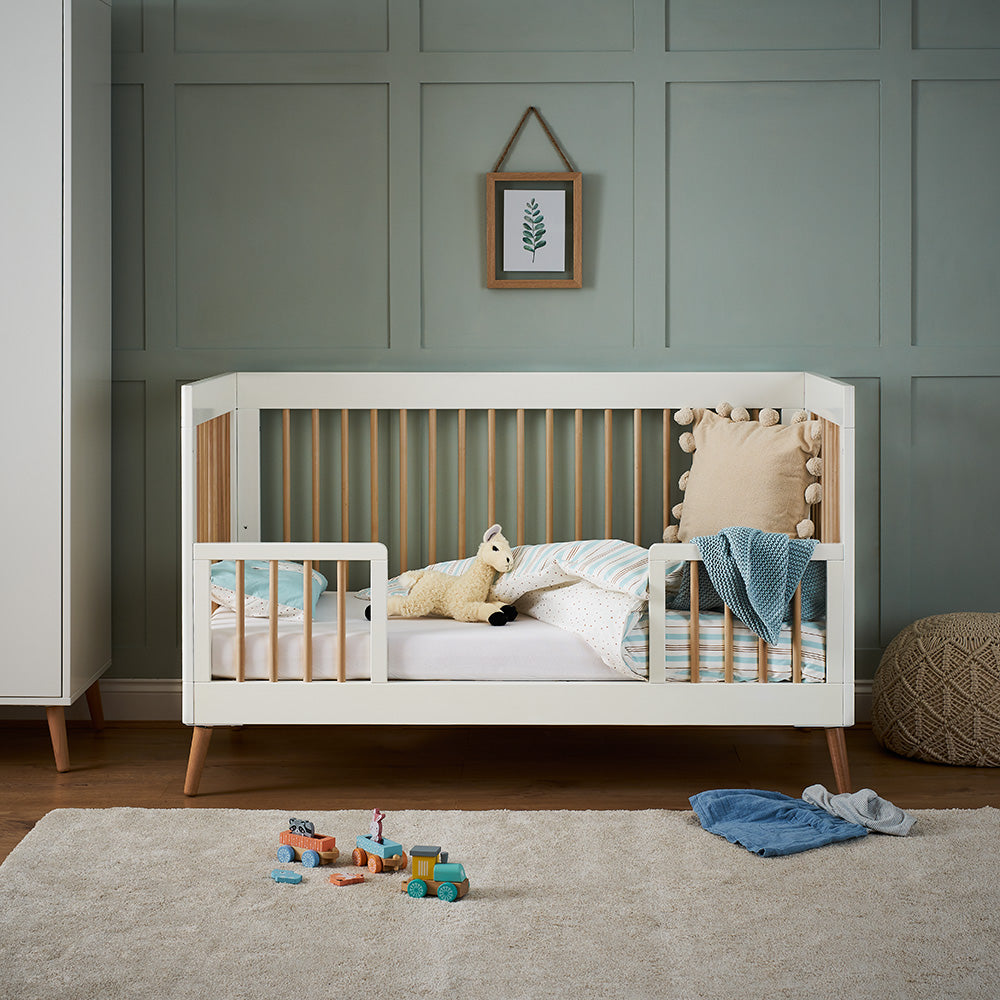 Obaby Maya 2 Piece Room Set - White With Natural Cot Bed