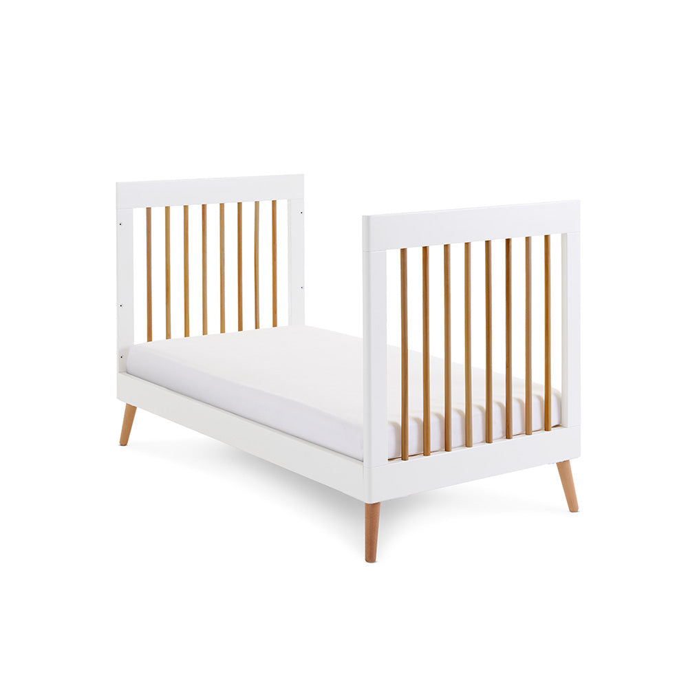 Obaby Maya 2 Piece Room Set - White With Natural Cot Bed