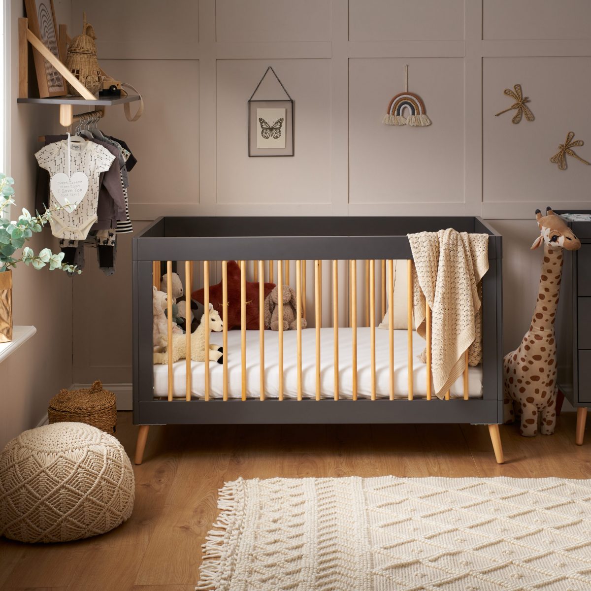 Obaby Maya 2 Piece Room Set - Slate With Natural Room Set