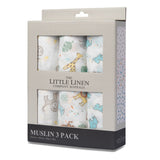 Little Linen 3 Pack Muslin Prints-Safari Bear