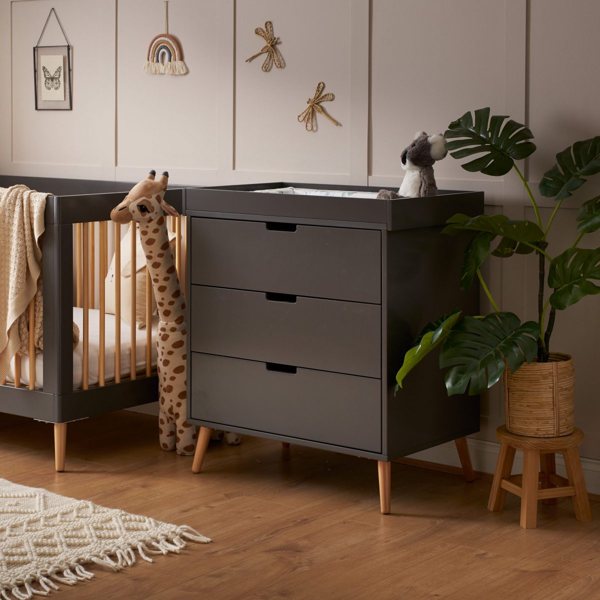 Obaby Maya 2 Piece Room Set - Slate With Natural Room Set