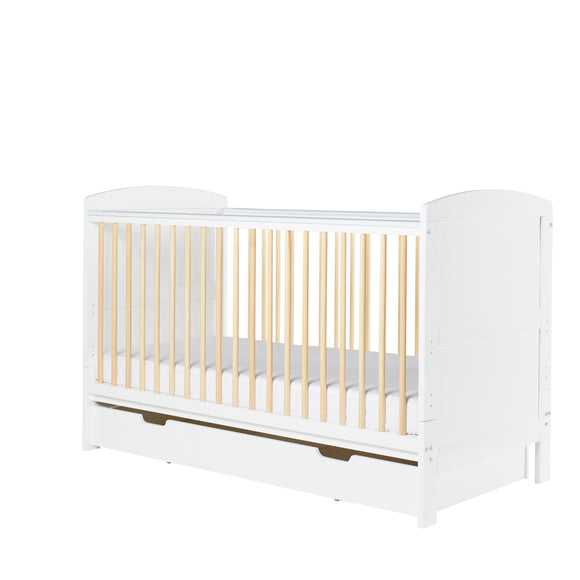Ickle Bubba Coleby Scandi Classic Cot Bed White and Under Drawer