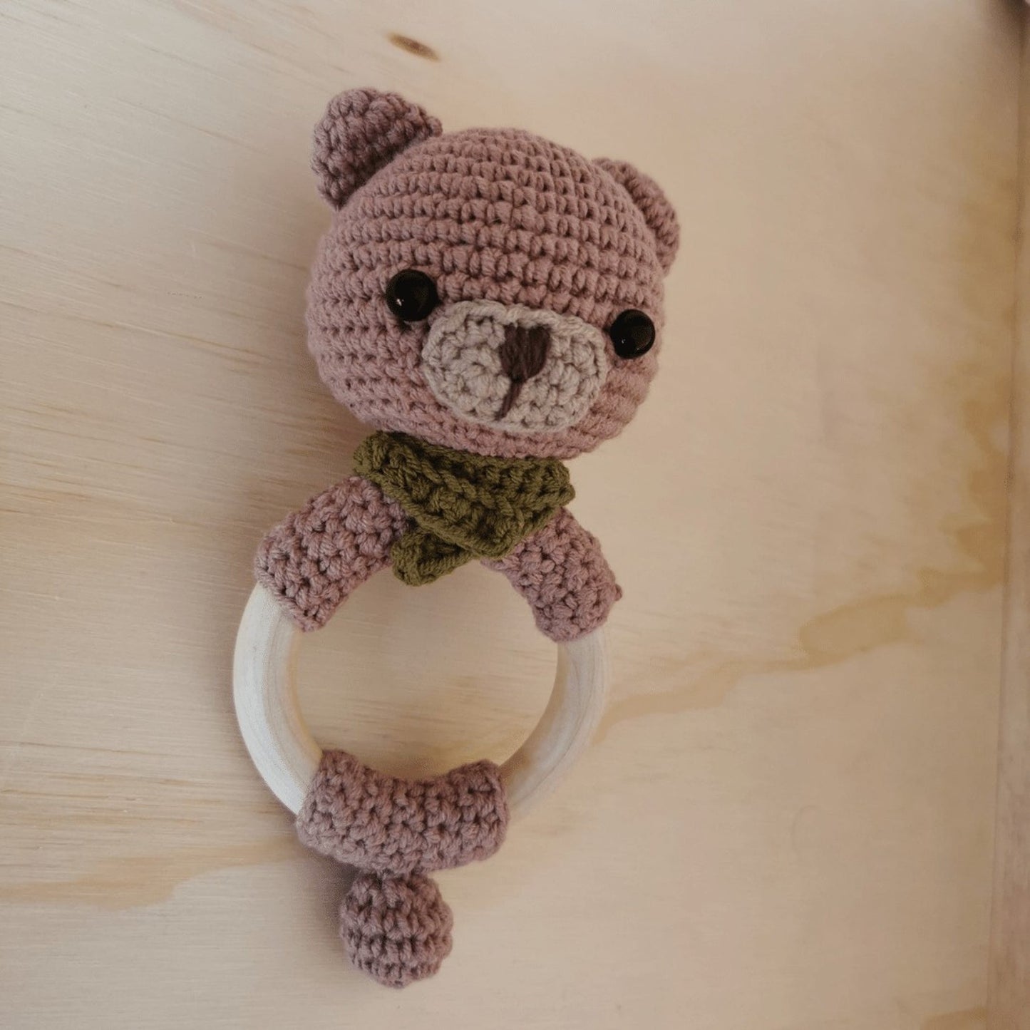 Croched Rattle Bear Ring Baby Rattle