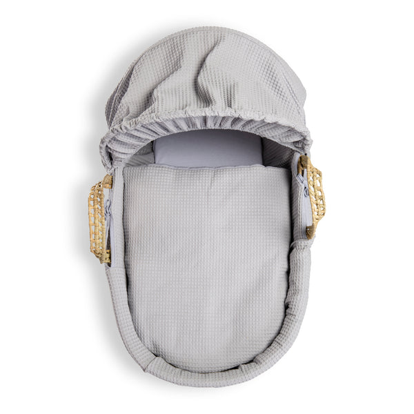 Clair-de-lune Waffle Palm Moses Basket Grey