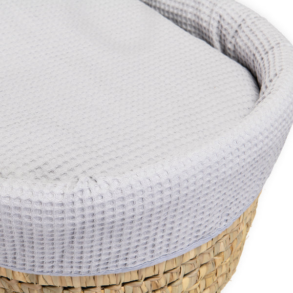 Clair-de-lune Waffle Palm Moses Basket Grey