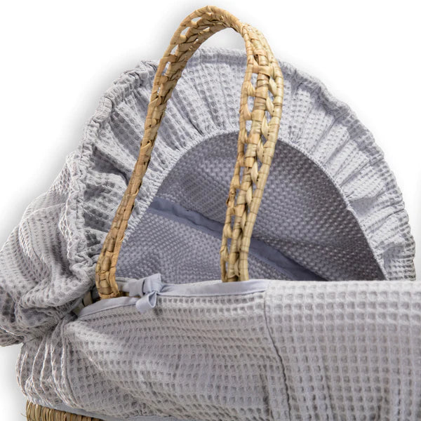Clair-de-lune Waffle Palm Moses Basket Grey