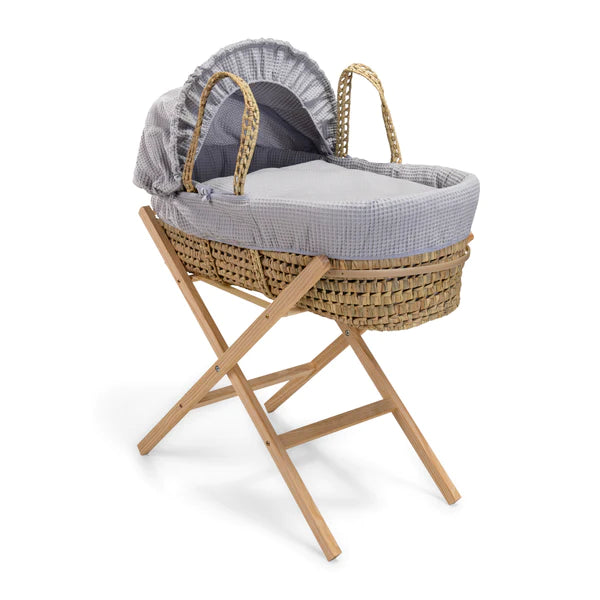Clair-de-lune Waffle Palm Moses Basket Grey