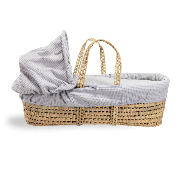 Clair-de-lune Waffle Palm Moses Basket Grey
