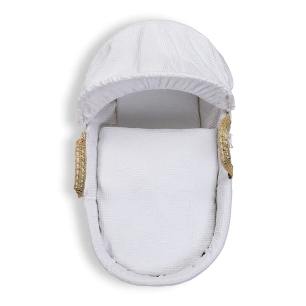 Clair-de-lune Waffle Palm Moses Basket White