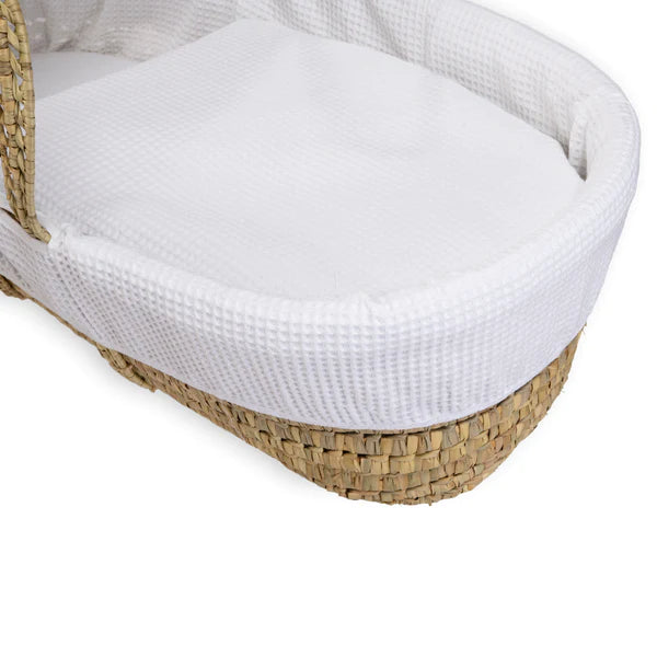 Clair-de-lune Waffle Palm Moses Basket White