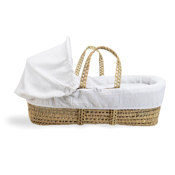 Clair-de-lune Waffle Palm Moses Basket White