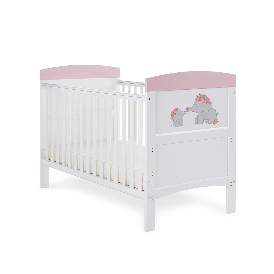 Obaby Grace Inspire Cot Bed & Underdrawer Me Mini Elephants Pink