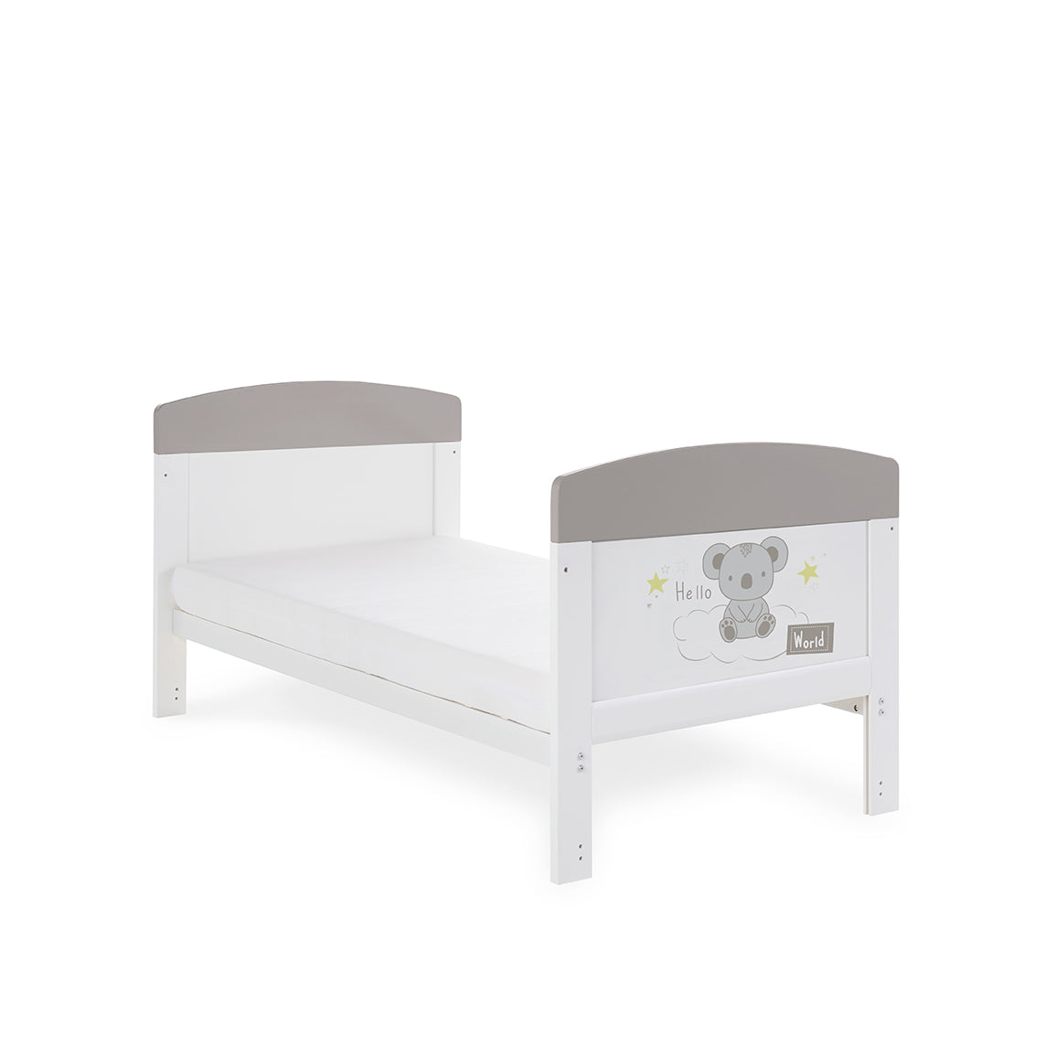Obaby Grace Inspire Cot Bed Hello World Koala Grey