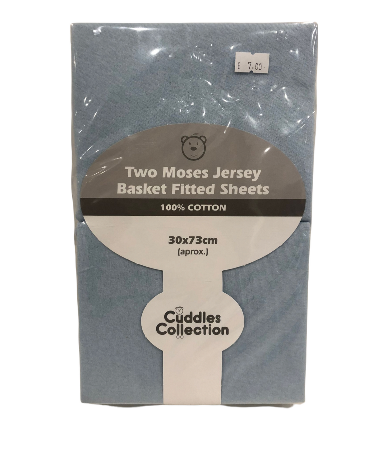 Cuddles Collection Moses Jersey Basket Fitted Sheets Blue Bedding