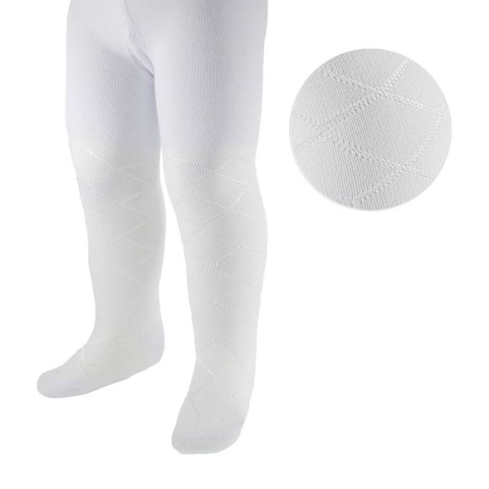 Soft Touch Shiny Diamond Stitch Tights - White