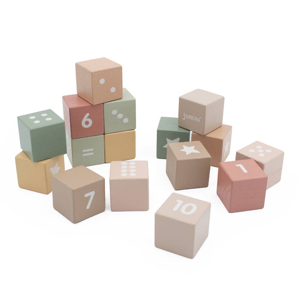 Jumini Wooden Number Block Set - Montessori Stacking and Number Toy