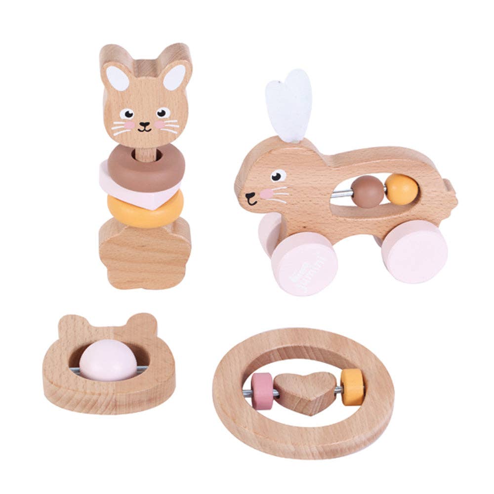Jumini Bunny Baby Gift Set - Wooden First Toy Set