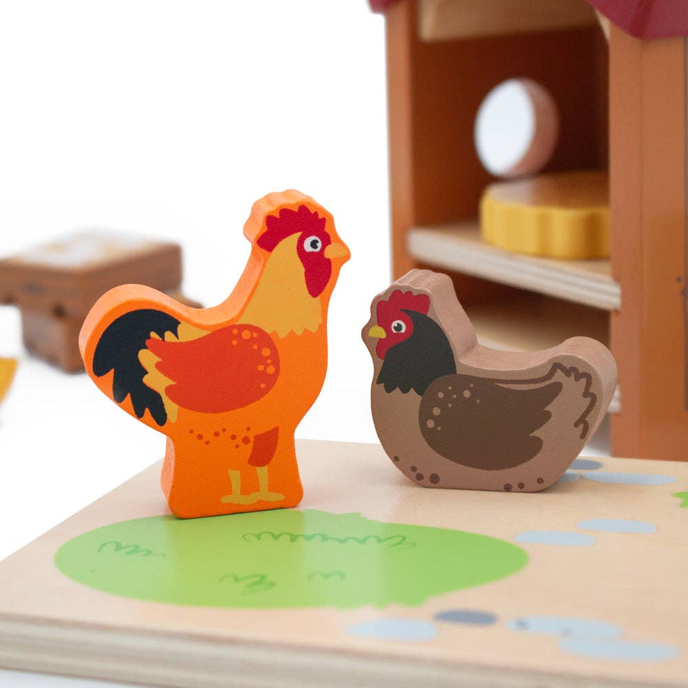Jumini Wooden Chicken Coop Farm Set with Hens