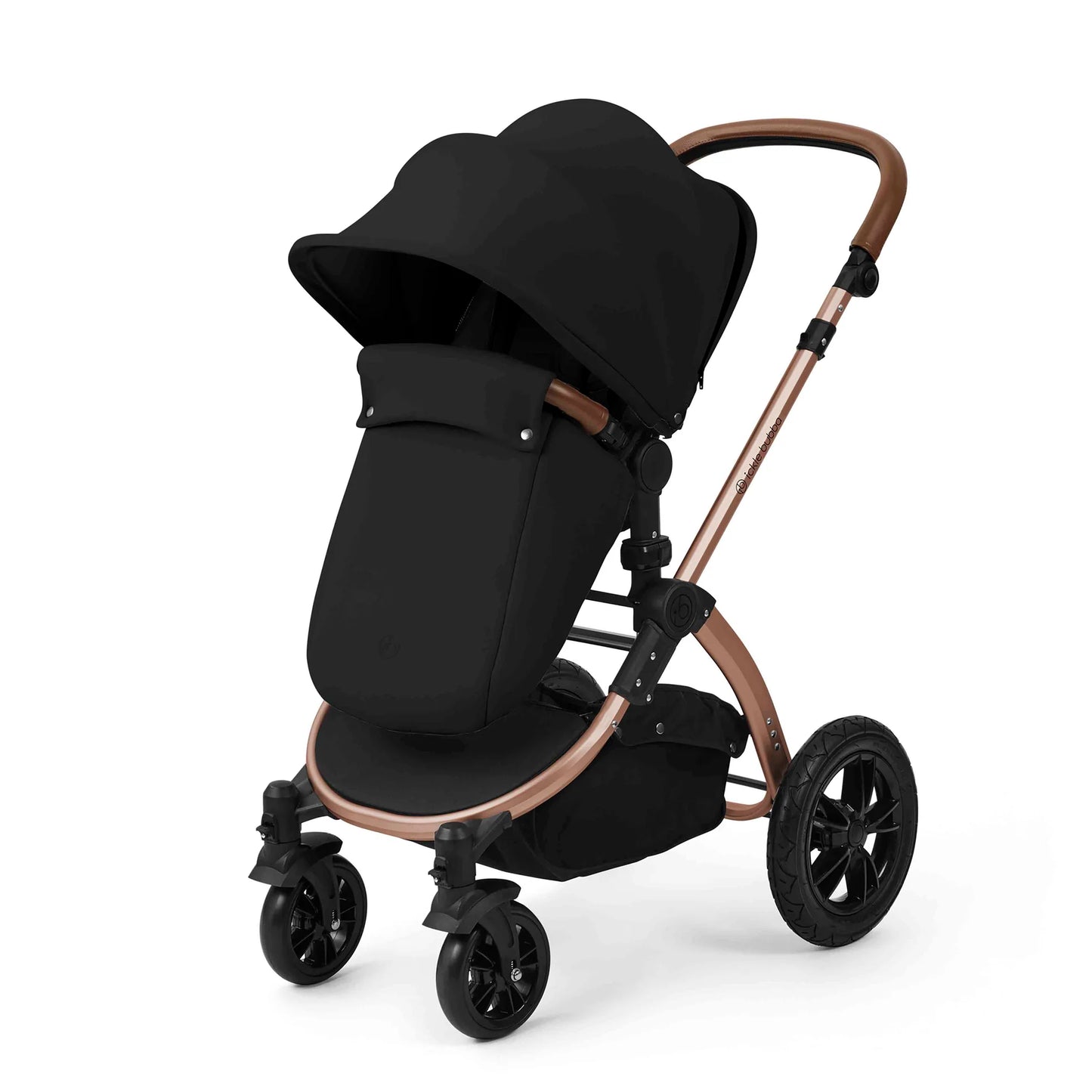 Ickle Bubba Stomp Luxe 12 Piece Travel System with i-Size Nimbus 180° Spin Car Seat & ISOFIX Base Midnight on Bronze