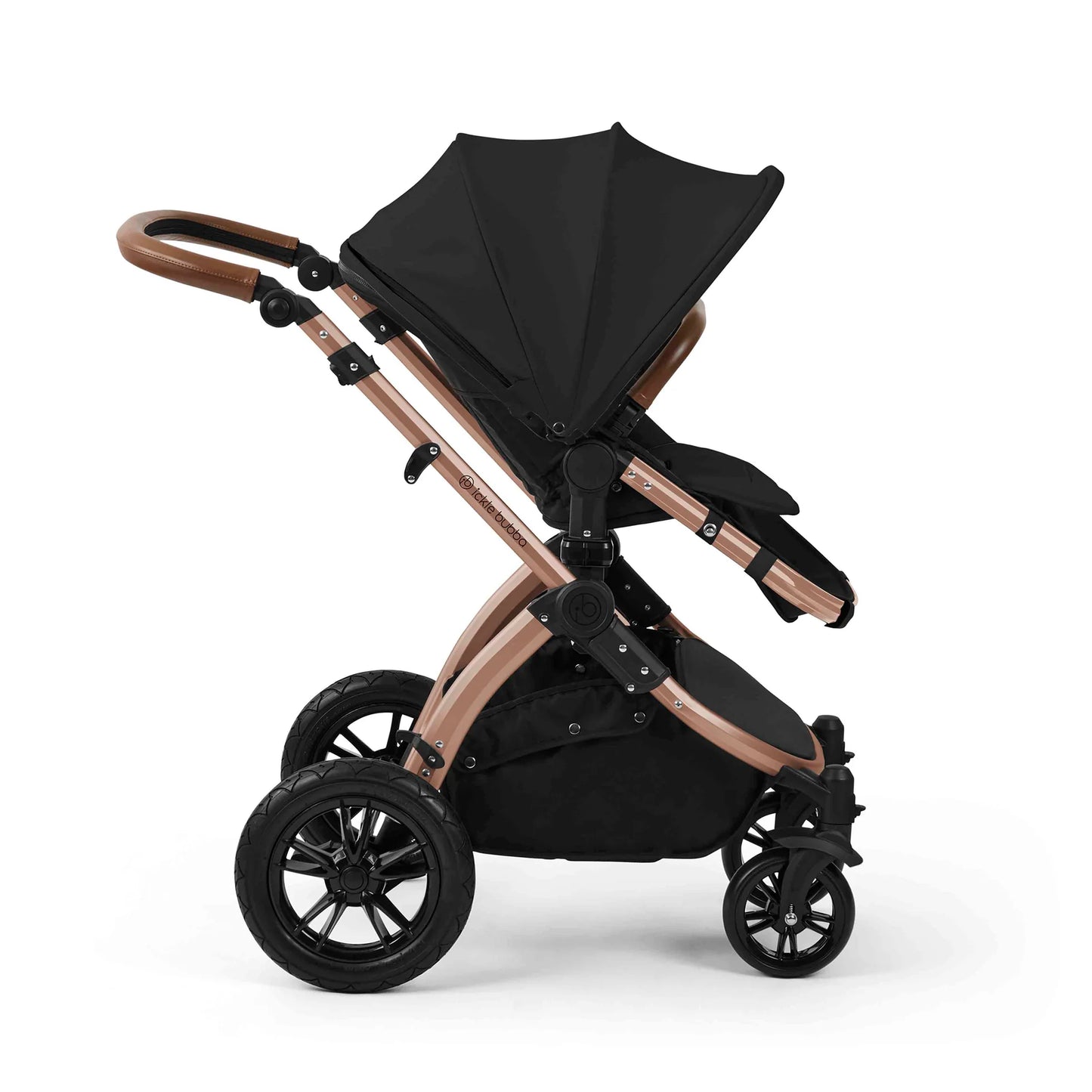 Ickle Bubba Stomp Luxe 12 Piece Travel System with i-Size Nimbus 180° Spin Car Seat & ISOFIX Base Midnight on Bronze