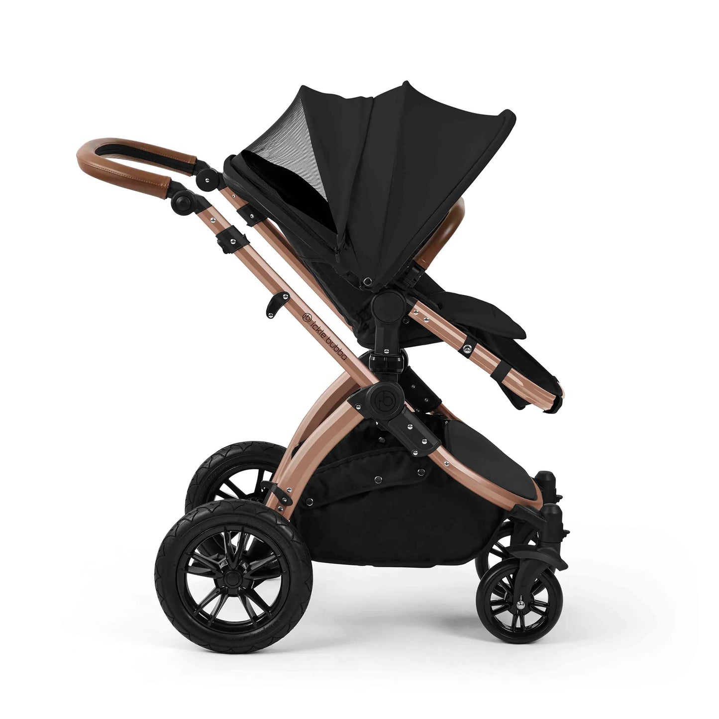 Ickle Bubba Stomp Luxe 12 Piece Travel System with i-Size Nimbus 180° Spin Car Seat & ISOFIX Base Midnight on Bronze