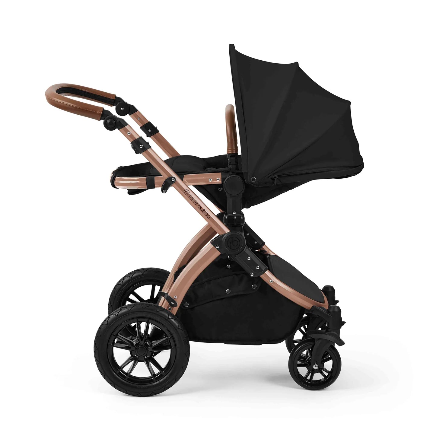 Ickle Bubba Stomp Luxe 12 Piece Travel System with i-Size Nimbus 180° Spin Car Seat & ISOFIX Base Midnight on Bronze