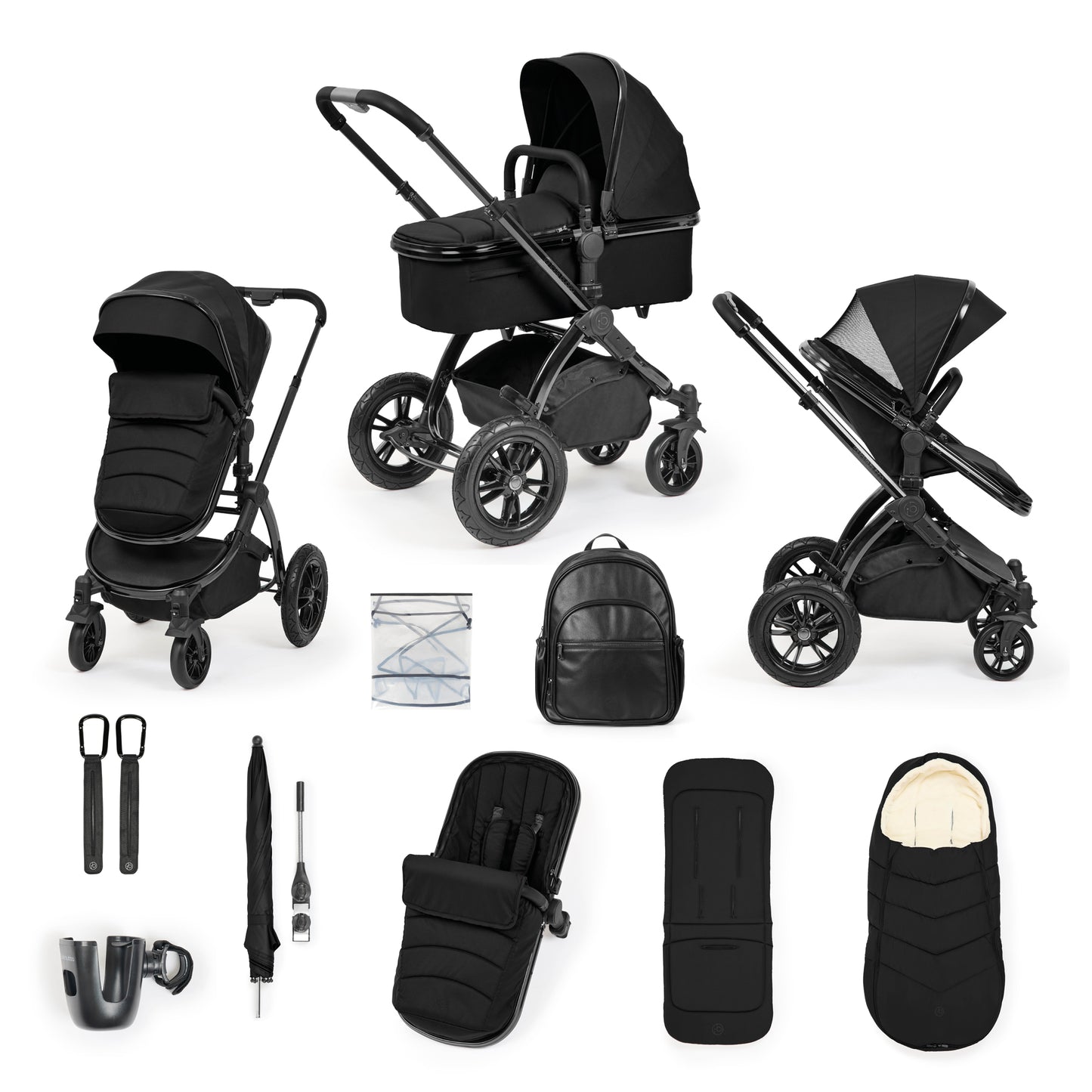 Ickle Bubba Stomp Luxe Elements Edition 12 Piece Pram Raven