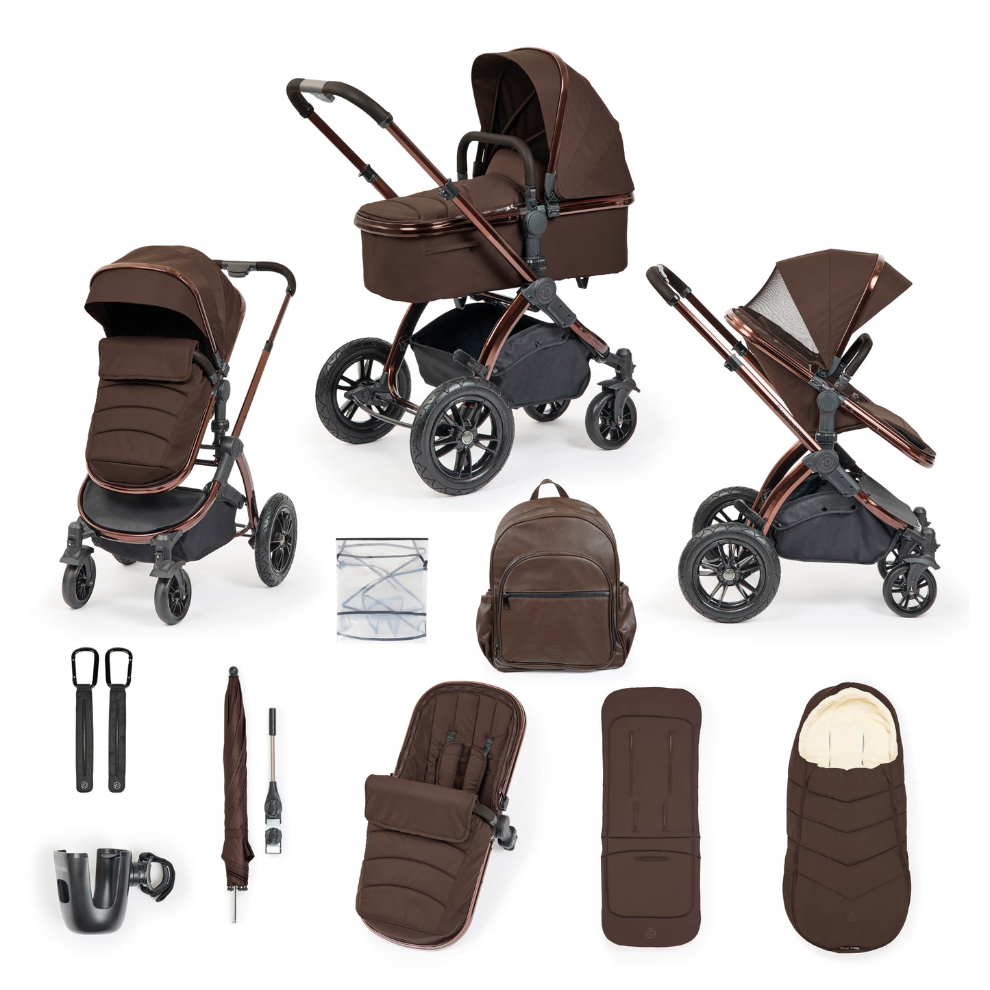 Ickle Bubba Stomp Luxe Elements Edition 12 Piece Pram Chestnut