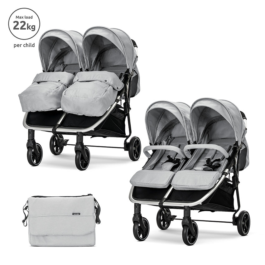 Lorelli Duo Twin Stroller - Cool Grey