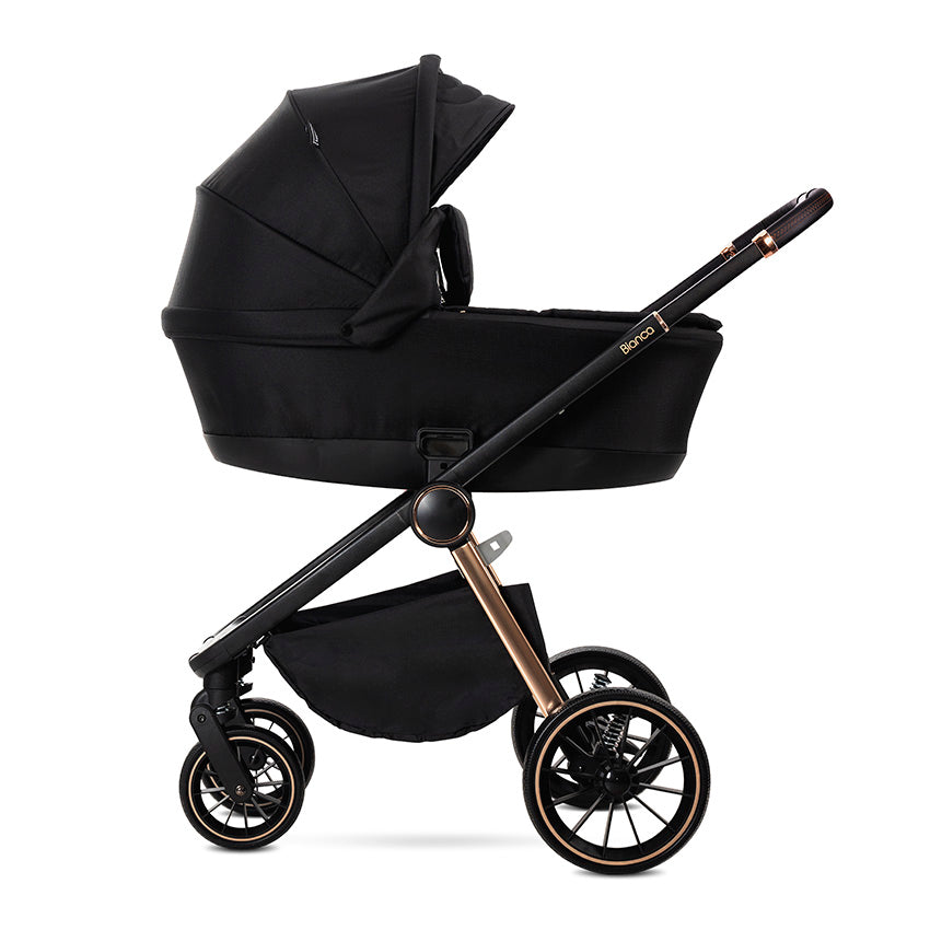 Lorelli Bianca 3in1 Travel System - Black Includes Aria Luxe Car Seat and Rain Cover