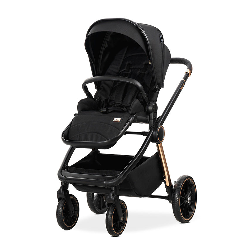 Lorelli Bianca 3in1 Travel System - Black Includes Aria Luxe Car Seat and Rain Cover