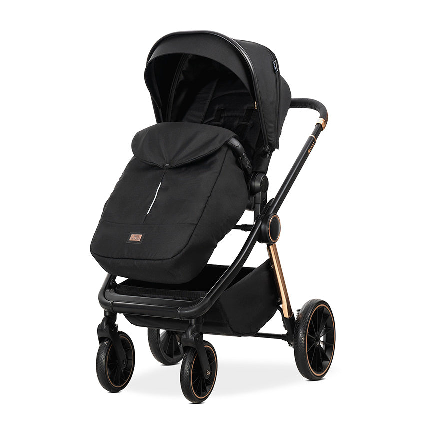 Lorelli Bianca 3in1 Travel System - Black Includes Aria Luxe Car Seat and Rain Cover