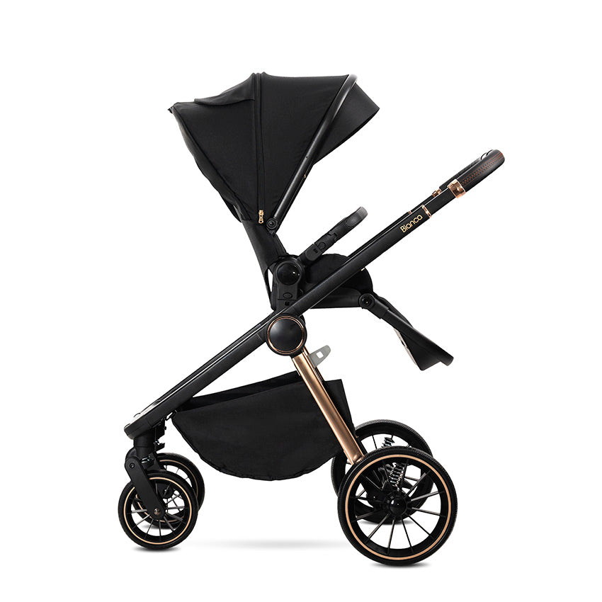 Lorelli Bianca 3in1 Travel System - Black Includes Aria Luxe Car Seat and Rain Cover