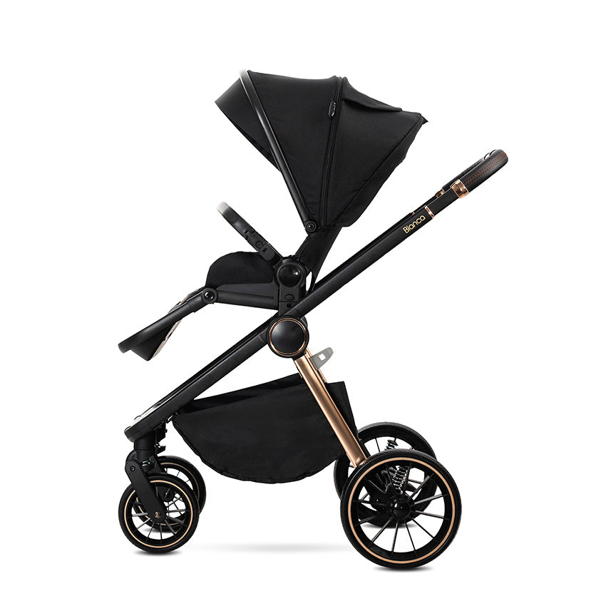Lorelli Bianca 3in1 Travel System - Black Includes Aria Luxe Car Seat and Rain Cover