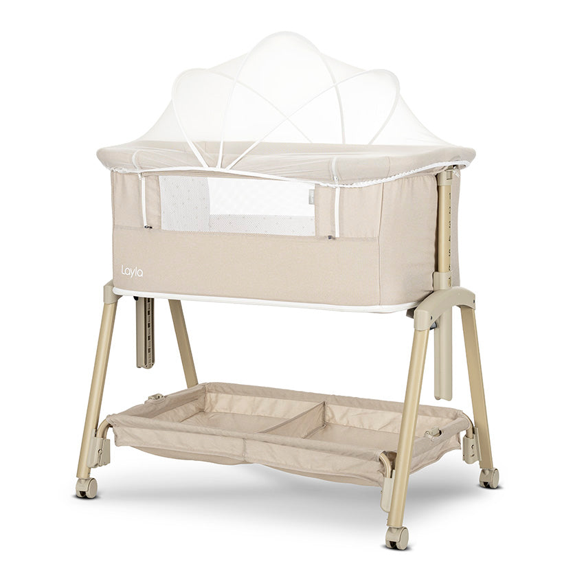 Lorelli LAYLA 2in1 Bedside Crib with Foldable Side - Beige