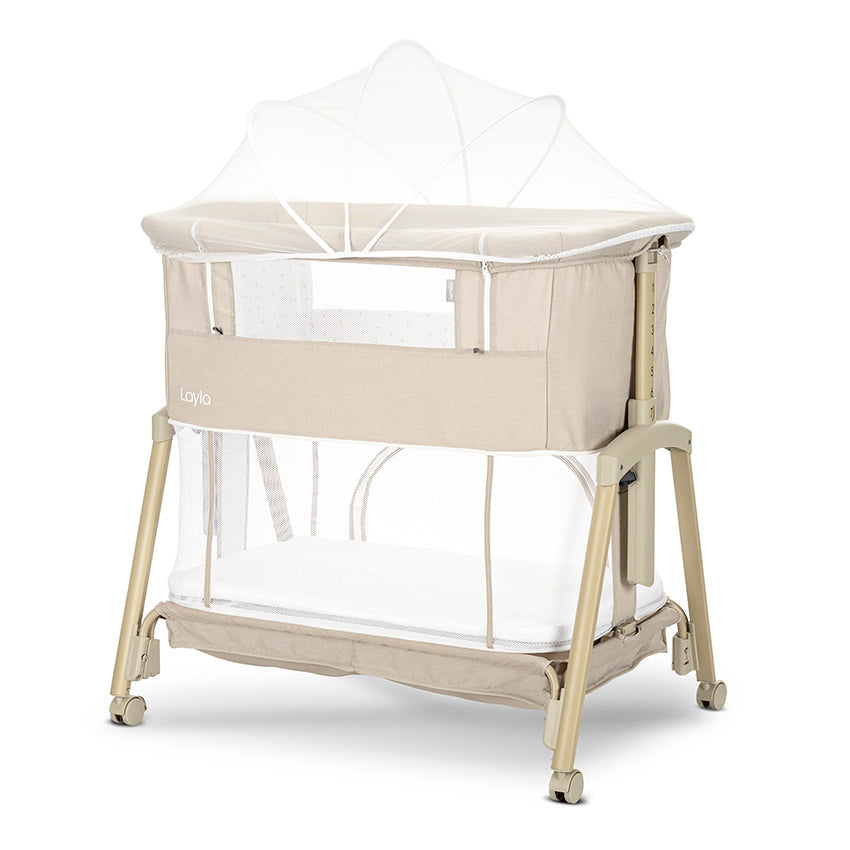 Lorelli LAYLA 2in1 Bedside Crib with Foldable Side - Beige