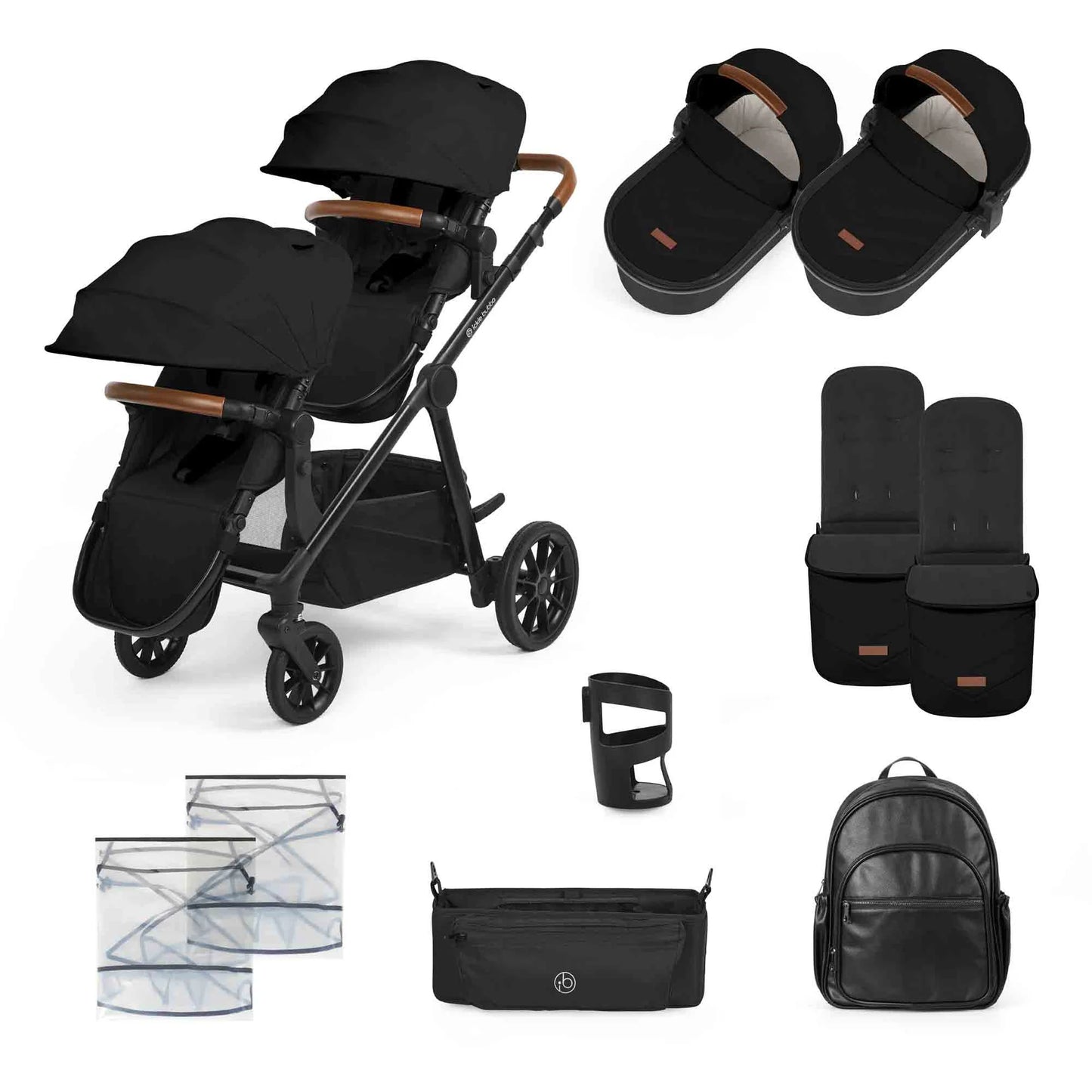 Ickle Bubba Virgo Twin 12 Piece Pram Black