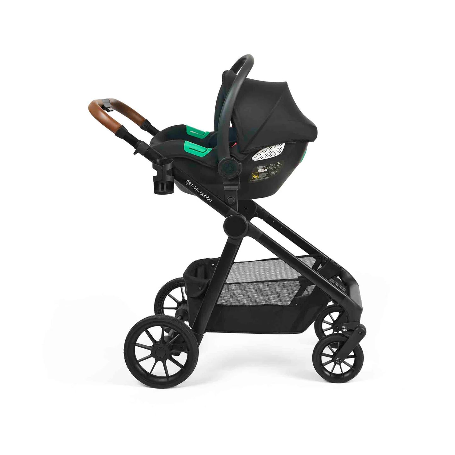 Ickle bubba Virgo Growing Family 14 Piece Travel System Black with i-Size Cirrus Car Seat & ISOFIX Base