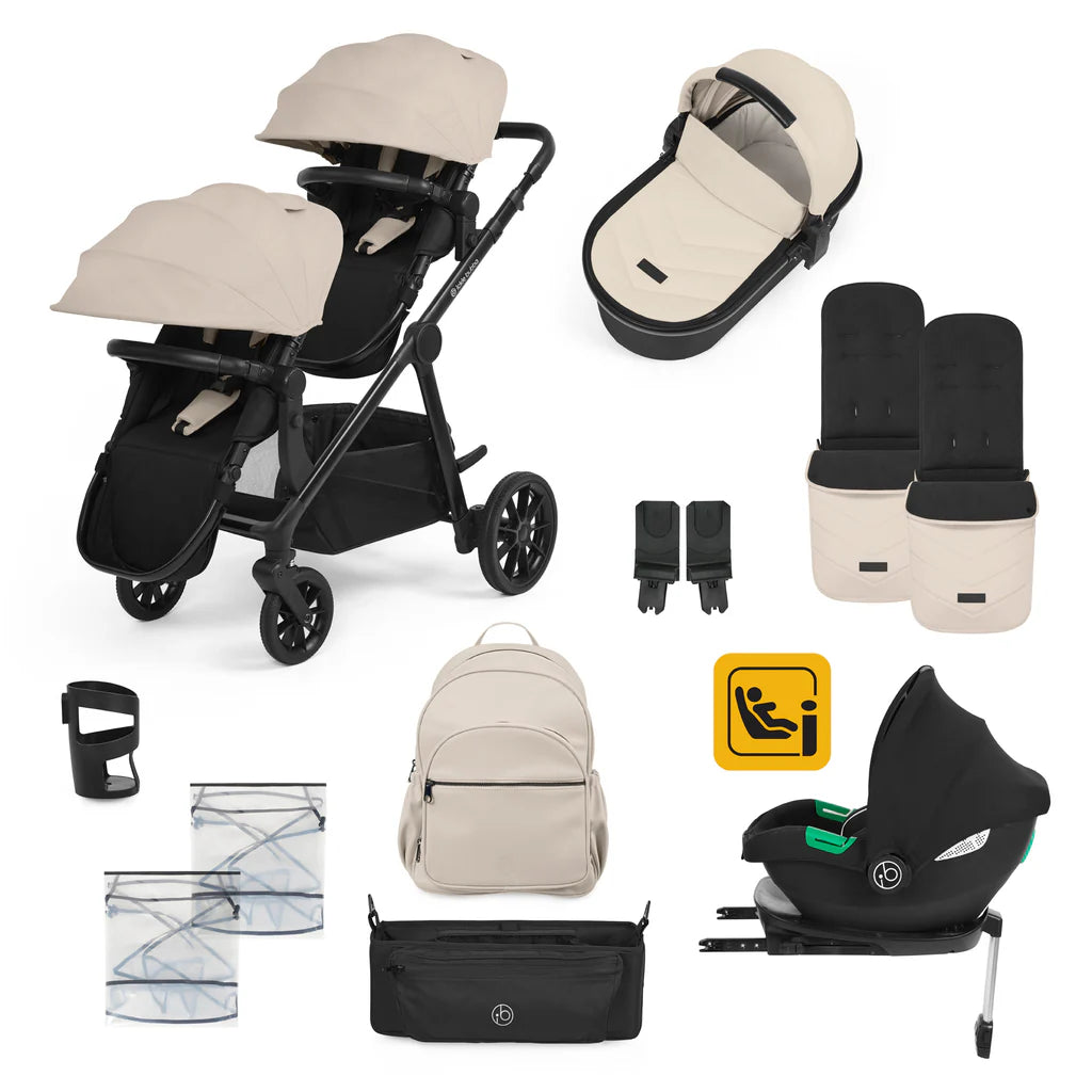 Ickle Bubba Virgo Growing Family 14 Piece Travel System Stone with i-Size Cirrus Car Seat & ISOFIX Base