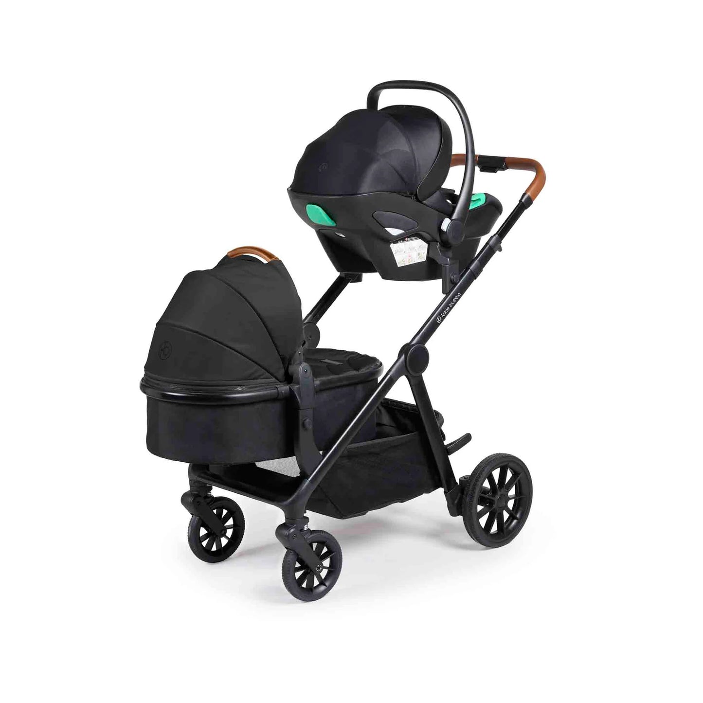Ickle bubba Virgo Growing Family 14 Piece Travel System Black with i-Size Nimbus Car Seat & Spin ISOFIX Base