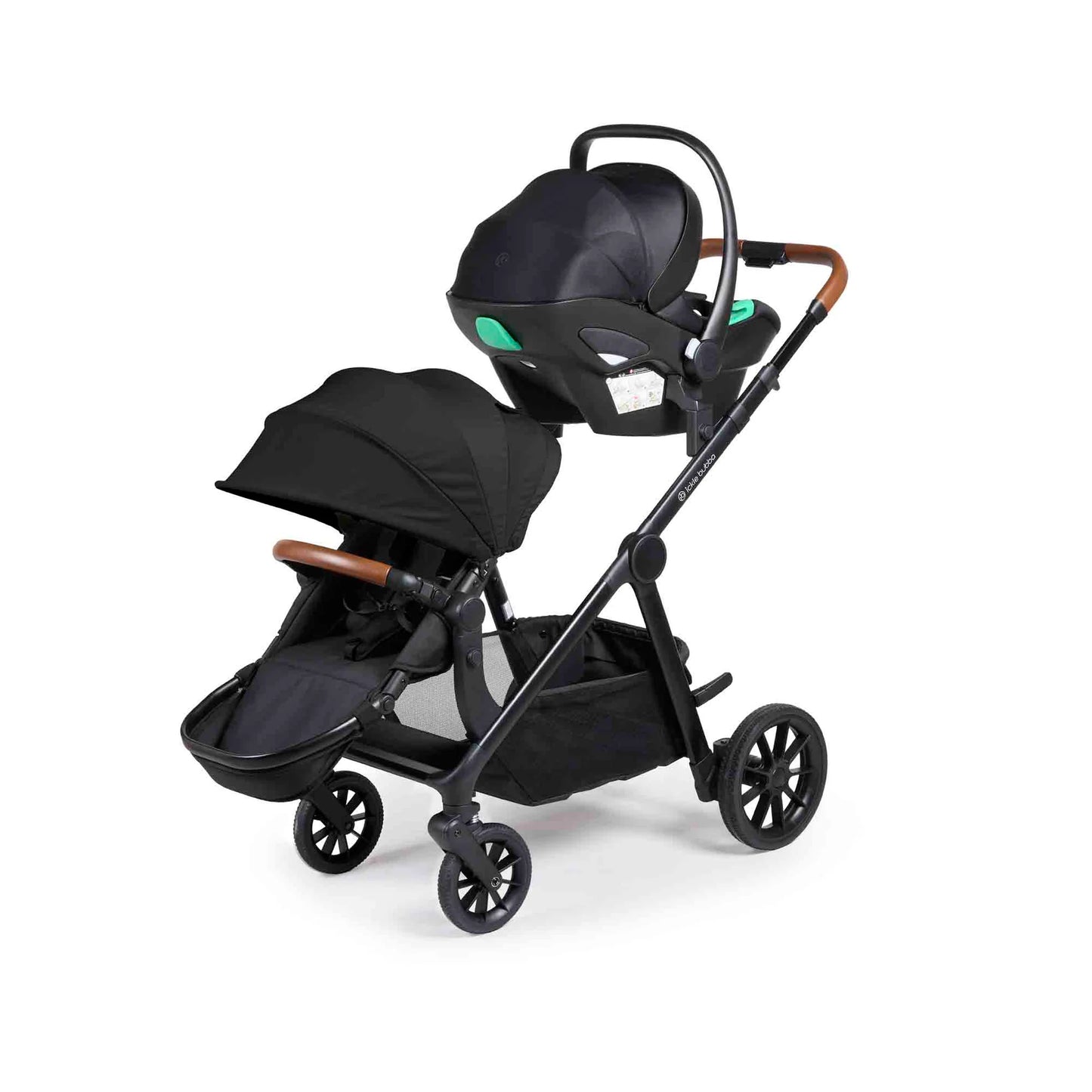 Ickle bubba Virgo Growing Family 14 Piece Travel System Black with i-Size Nimbus Car Seat & Spin ISOFIX Base