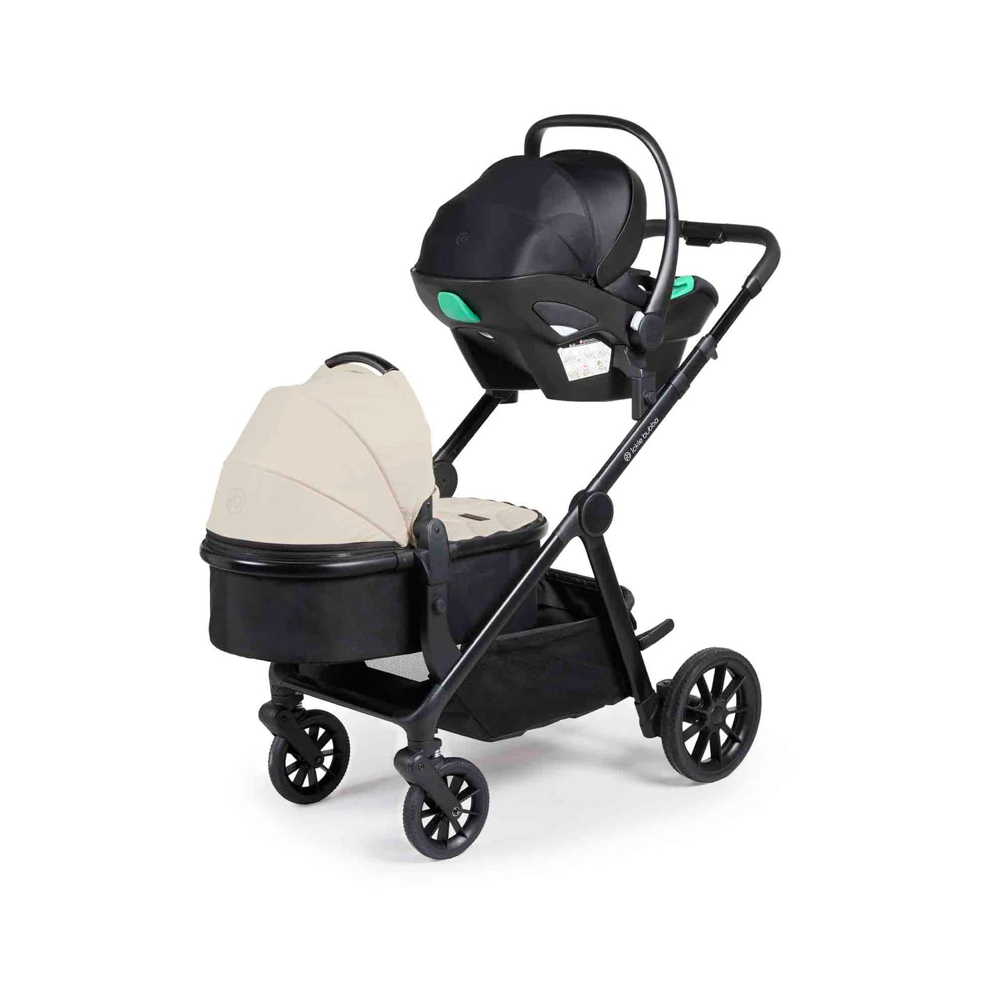 Ickle Bubba Virgo Growing Family 14 Piece Travel System Stone with i-Size Nimbus Car Seat & Spin ISOFIX Base