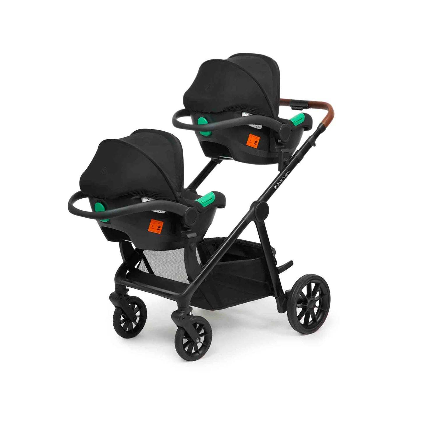 Ickle bubba Virgo Twin 18 Piece Travel System Black with i-Size Cirrus Car Seats & ISOFIX Bases