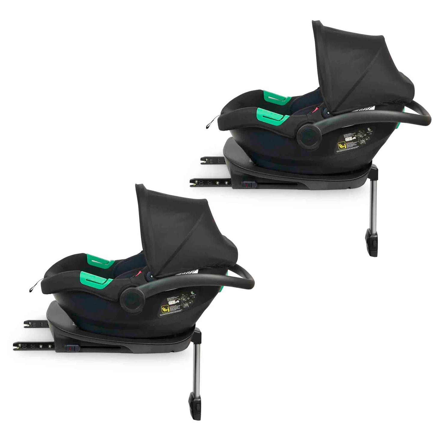 Ickle bubba Virgo Twin 18 Piece Travel System Black with i-Size Cirrus Car Seats & ISOFIX Bases