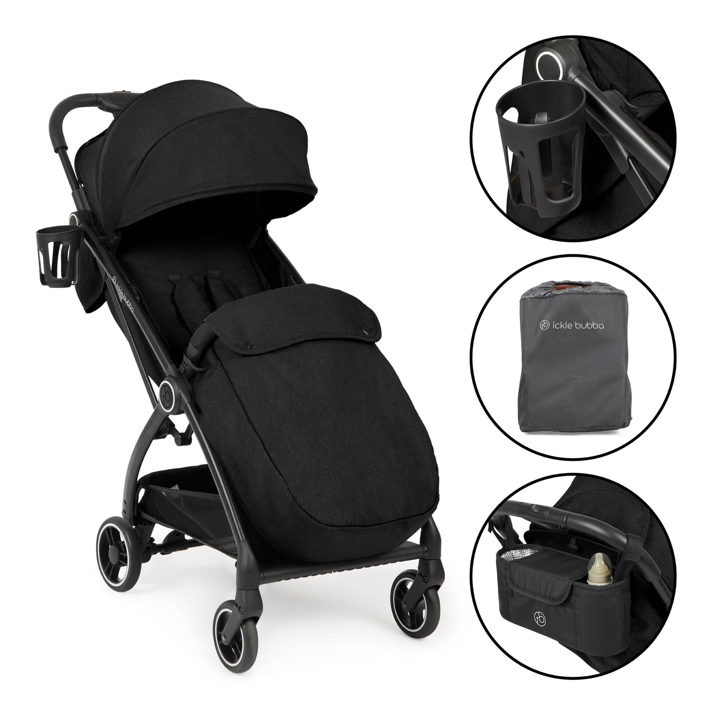 Ickle Bubba Aries Prime Autofold Stroller - Black