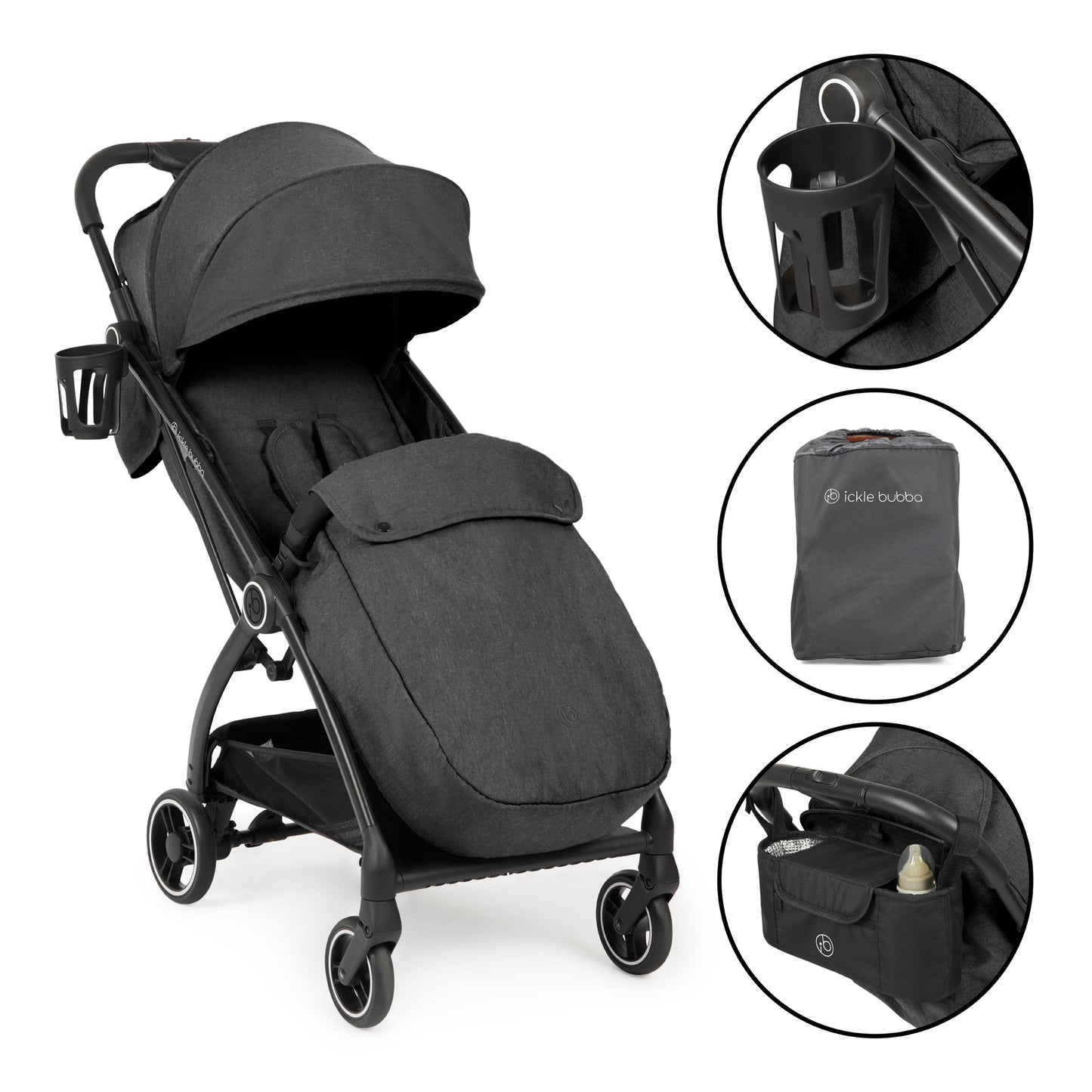 Ickle Bubba Aries Prime Autofold Stroller - Graphite Grey